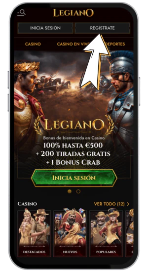 Clic en registro Legiano Casino